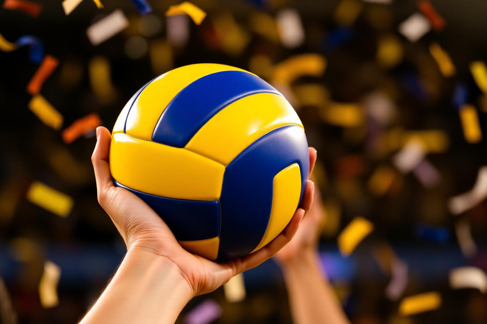 Volleybal met confetti — kampioenschap viering